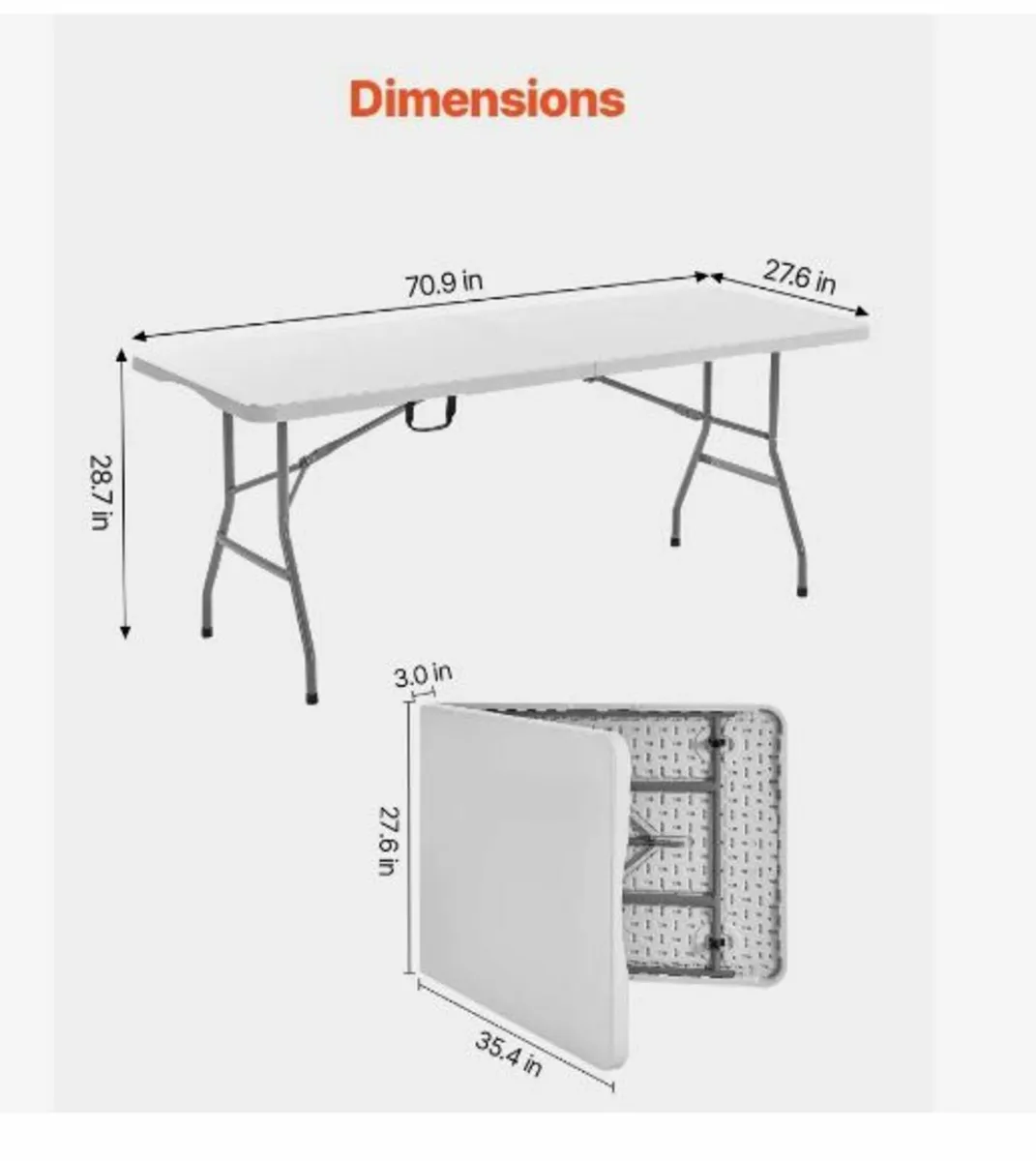 Folding Table, 6 Ft Heavy - Image 2