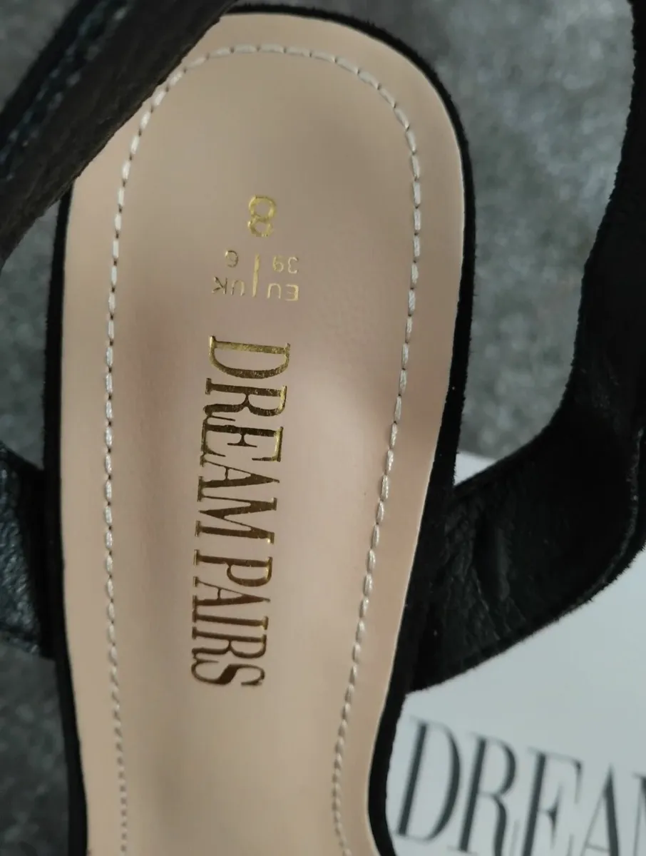 Brand New in box.  Black suede heels.  Size: UK6 - Image 4