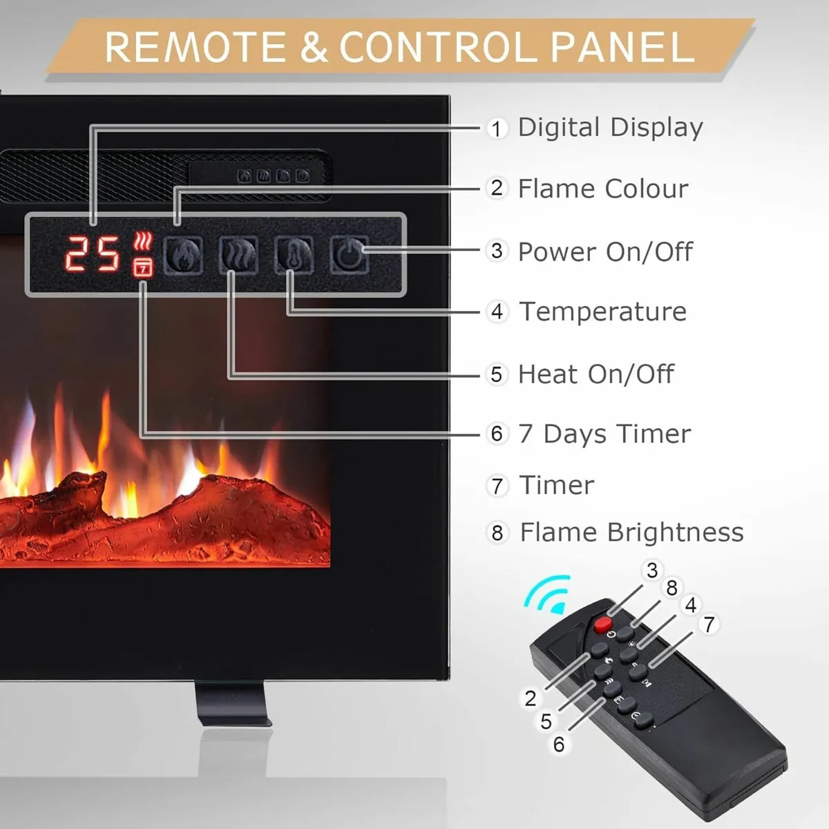 40"/102cm Electric Fireplace 9 Colour Flame - Image 3