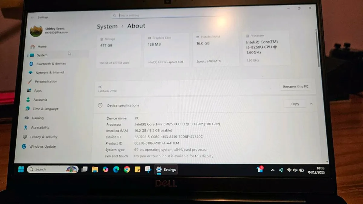 Dell Latitude 7390 Laptop. - Image 3