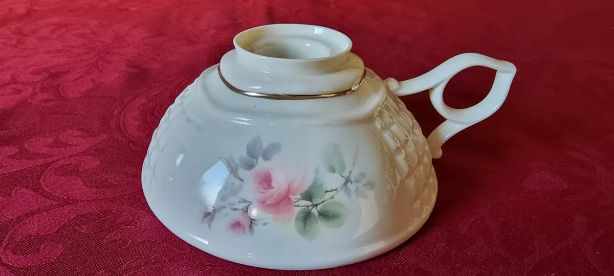 Irish Parian Donegal China Rose Chamber Stick - Image 1