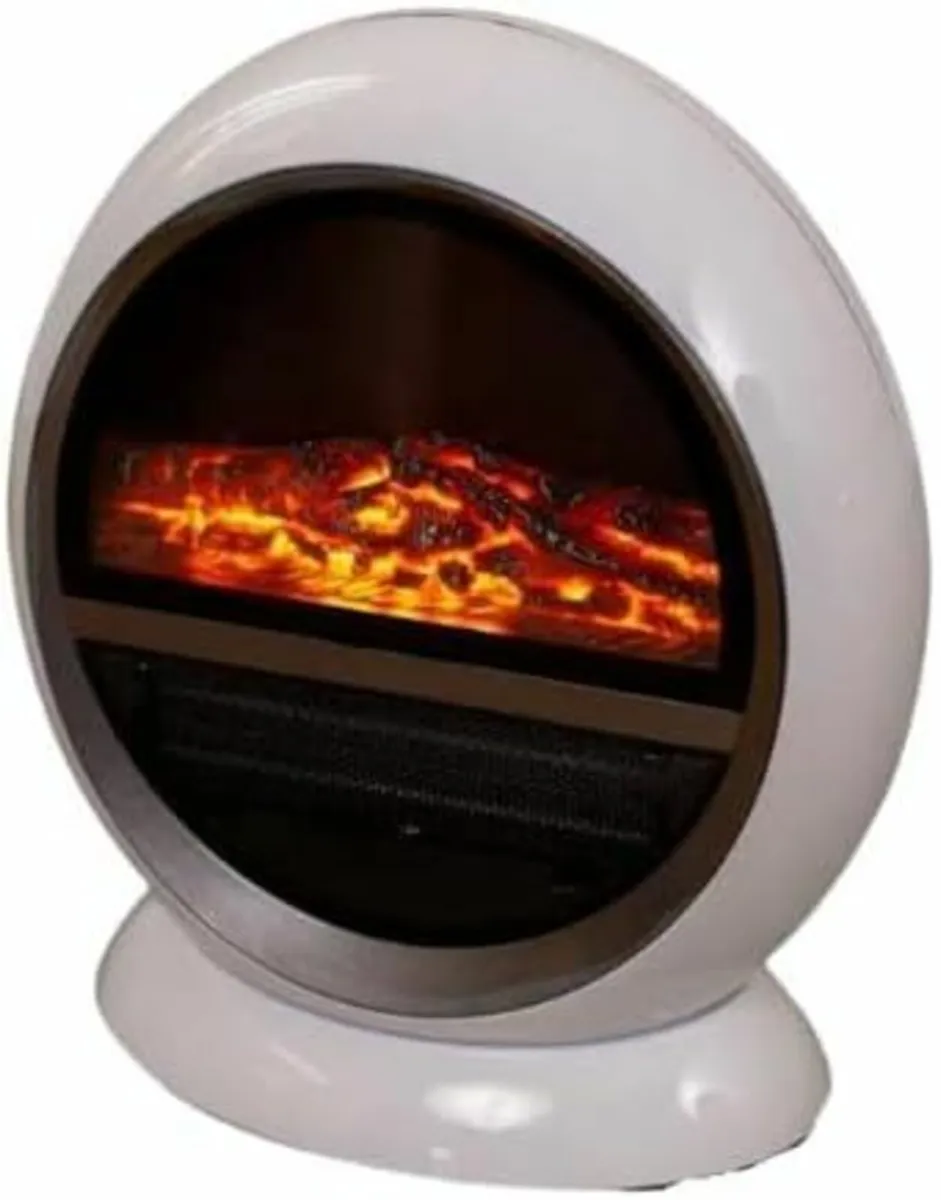 White Free Standing Electric Fireplace Heater - Image 2