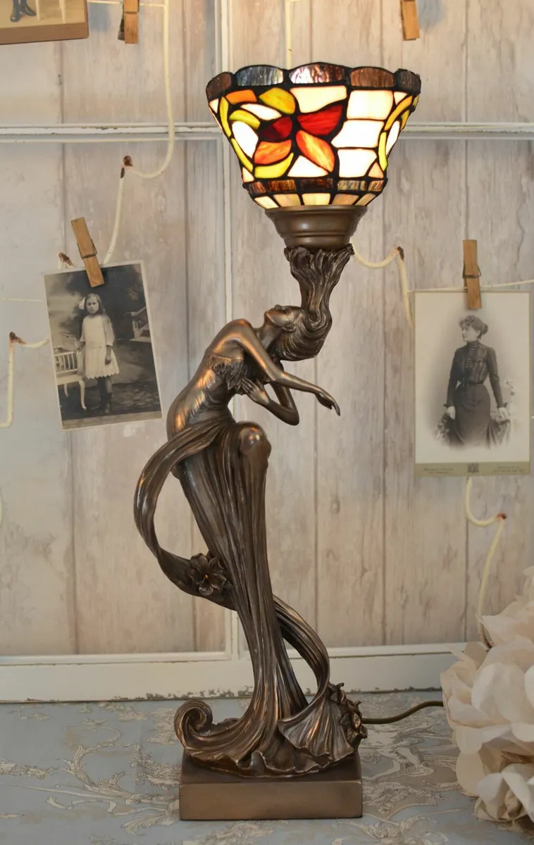 Tiffany-Style Art Nouveau Table Lamp - Image 1