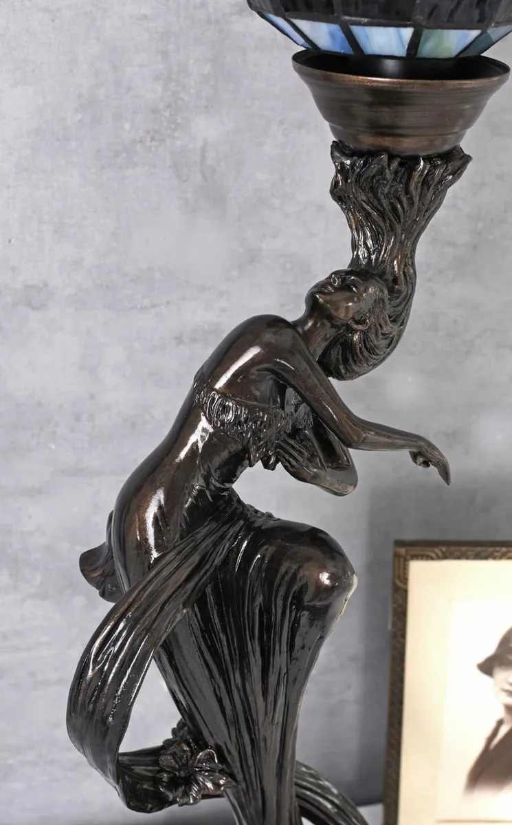 Tiffany-Style Art Nouveau Table Lamp - Image 4