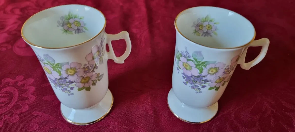 2Pc.Royal Tara IrishBlossoms BoneChina Footed Mugs - Image 4