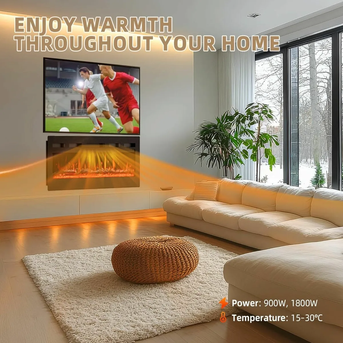 36"/92cm Electric Fireplace 12 Color Flame - Image 3