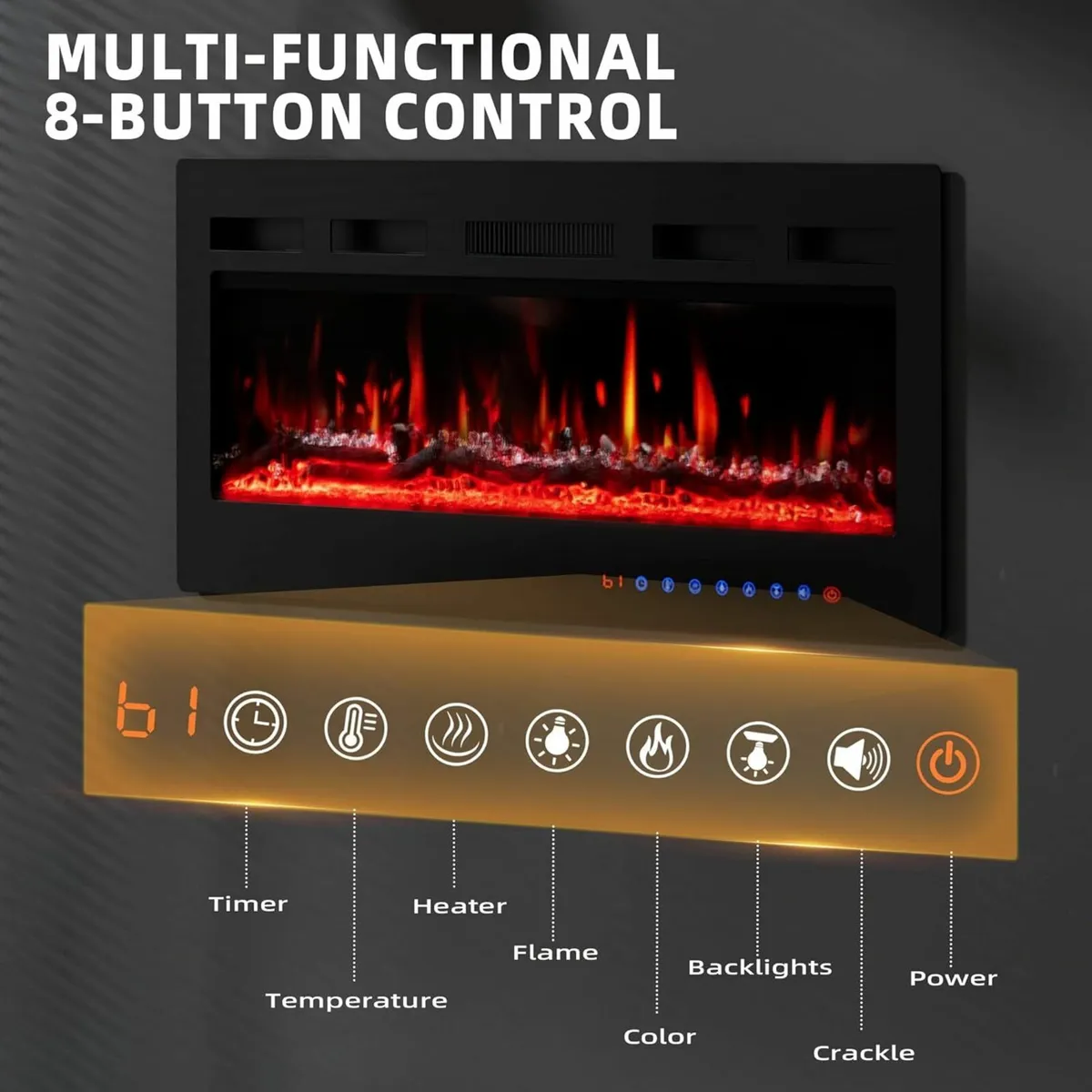 36"/92cm Electric Fireplace 12 Color Flame - Image 4