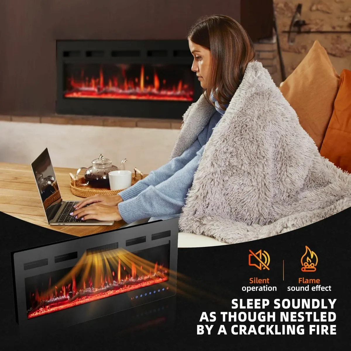 40"/102cm Electric Fireplace 12 Color Flame - Image 3