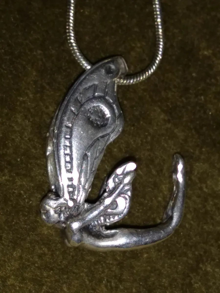 Vintage 925 Silver Chunky 3D Fairy Necklace - Image 2