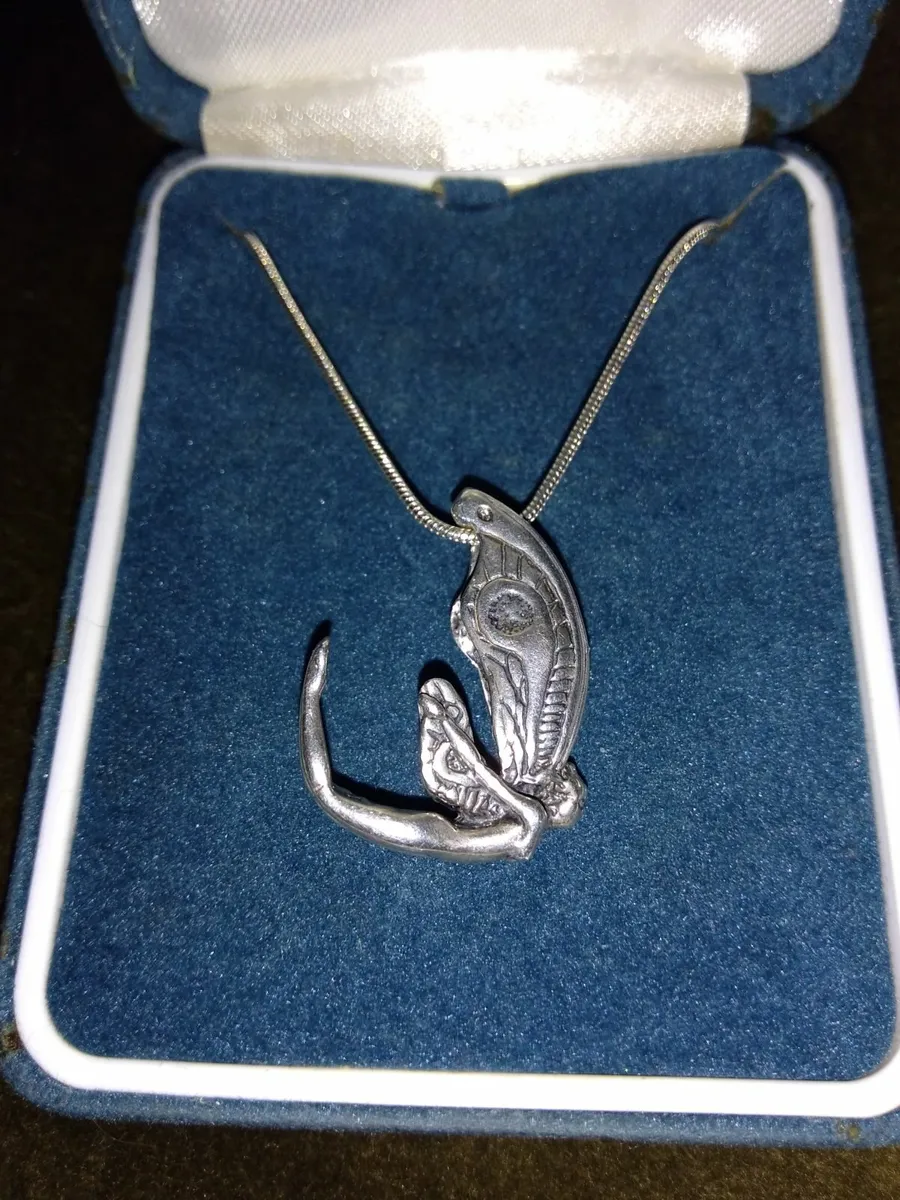 Vintage 925 Silver Chunky 3D Fairy Necklace - Image 1