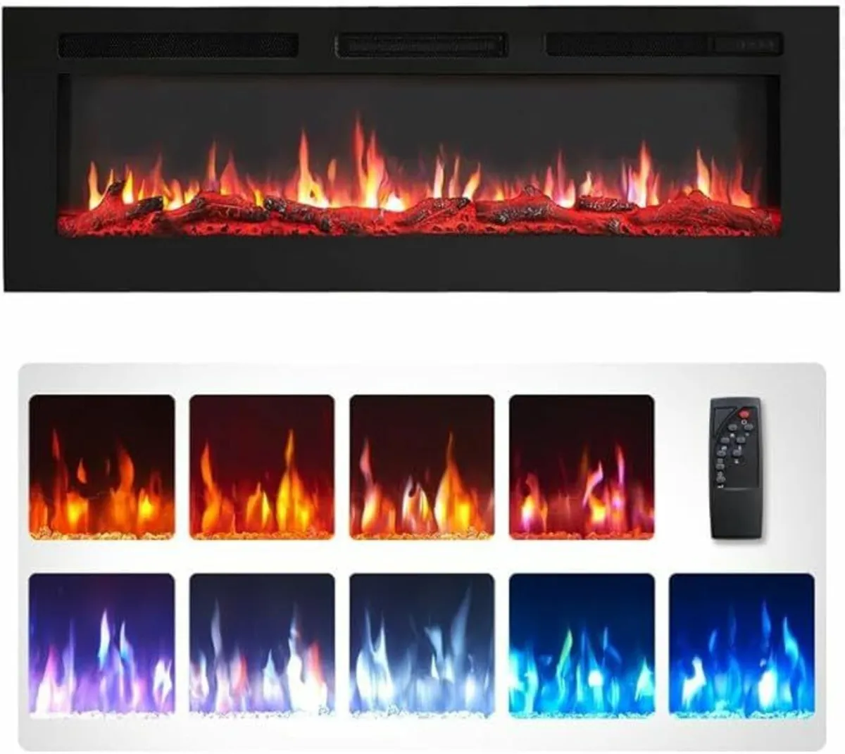 50"/127cm Electric Fireplace, Wall Mounted 9 Flame - Image 2