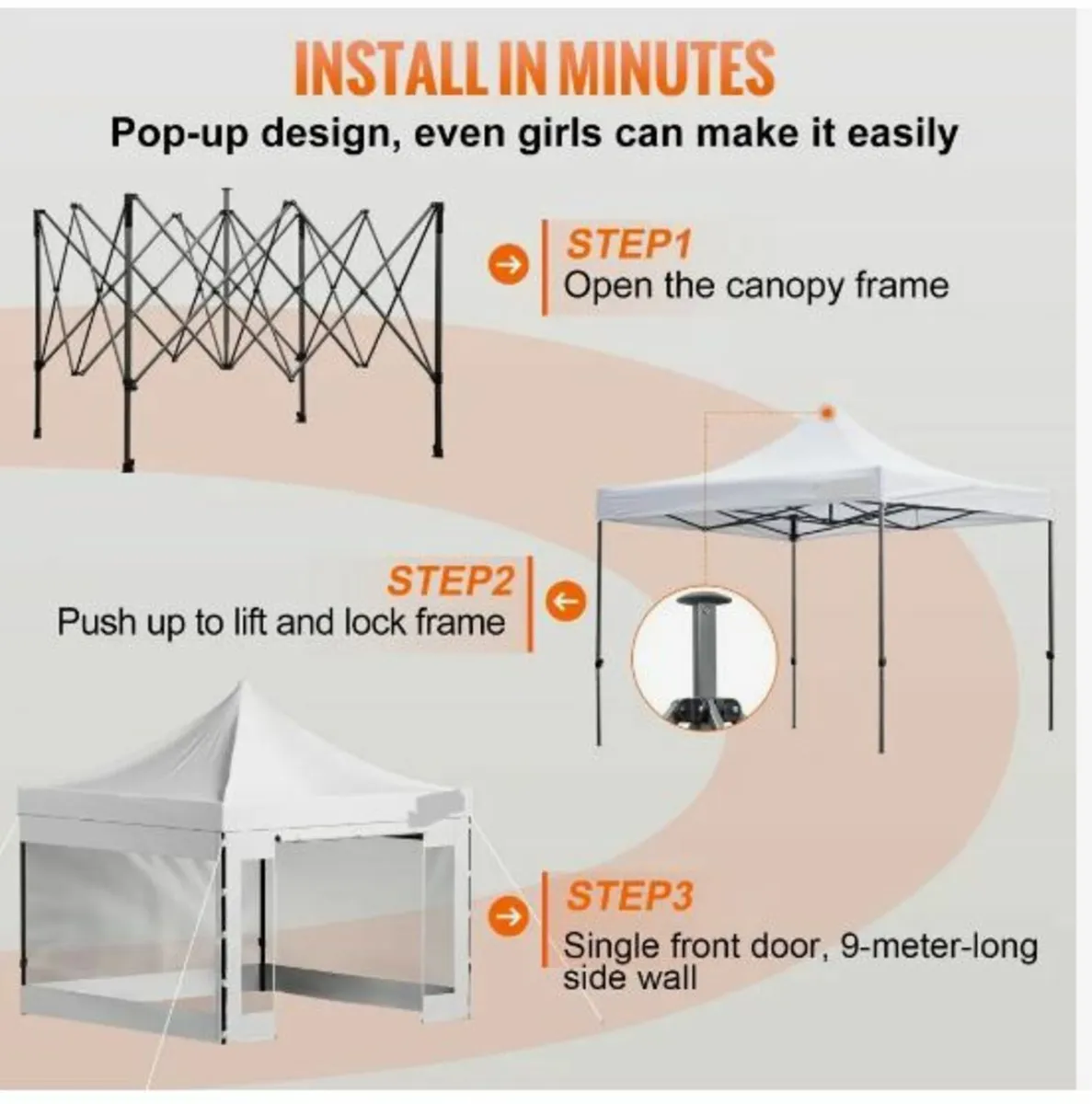 304.8 x 304.8 cm Pop Up Canopy Tent, - Image 4