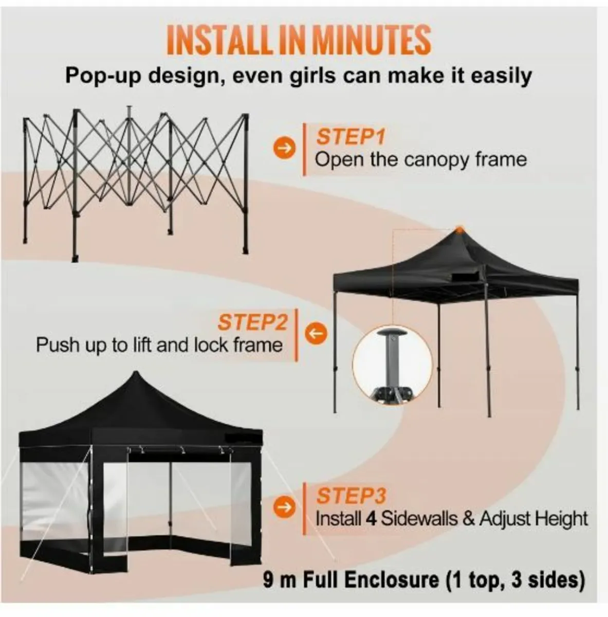 304.8 x 304.8 cm Pop Up Canopy Tent - Image 4