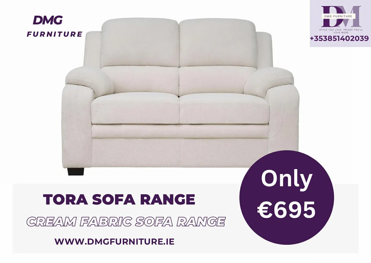 New 3+2 Grey Tora Fabric Sofa Range - Image 3