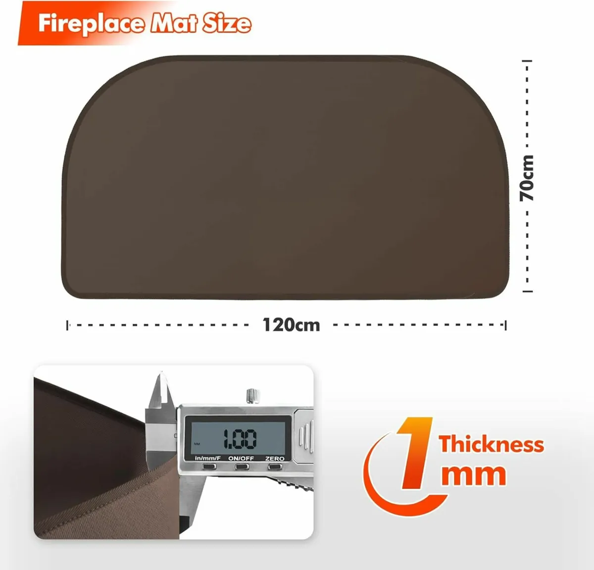 Hearth Rugs Fireplaces Fire Resistant, 120x70cm - Image 2