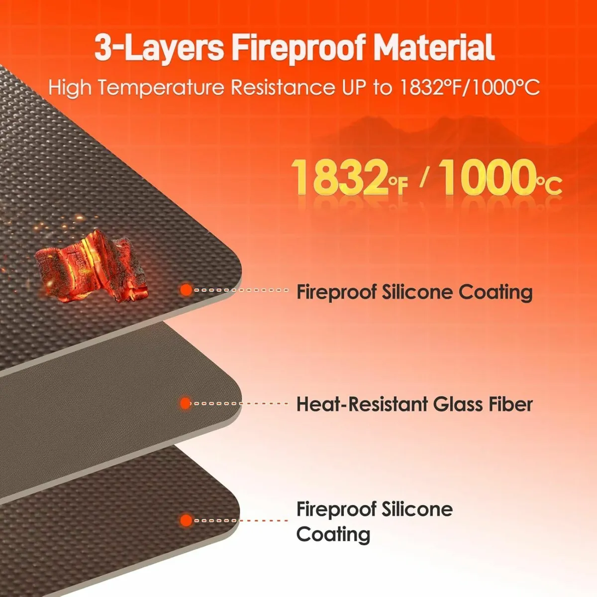 Hearth Rugs Fireplaces Fire Resistant, 120x70cm - Image 4