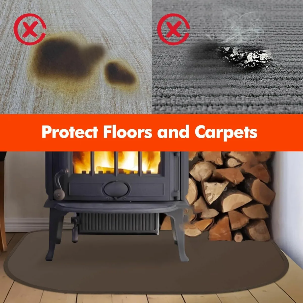 Hearth Rugs Fireplaces Fire Resistant, 120x80cm - Image 4