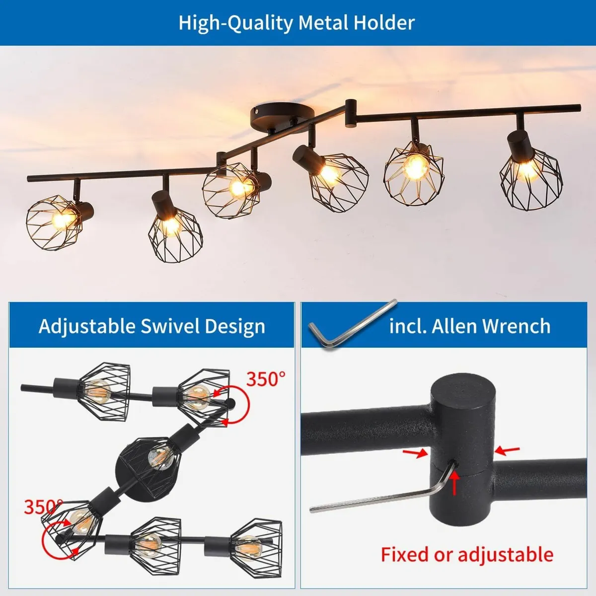 Kitchen Spot Lights Ceiling 6 Way Black Lounge - Image 4