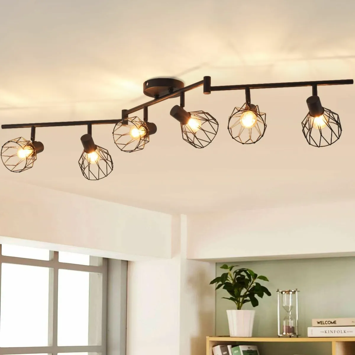 Kitchen Spot Lights Ceiling 6 Way Black Lounge - Image 1