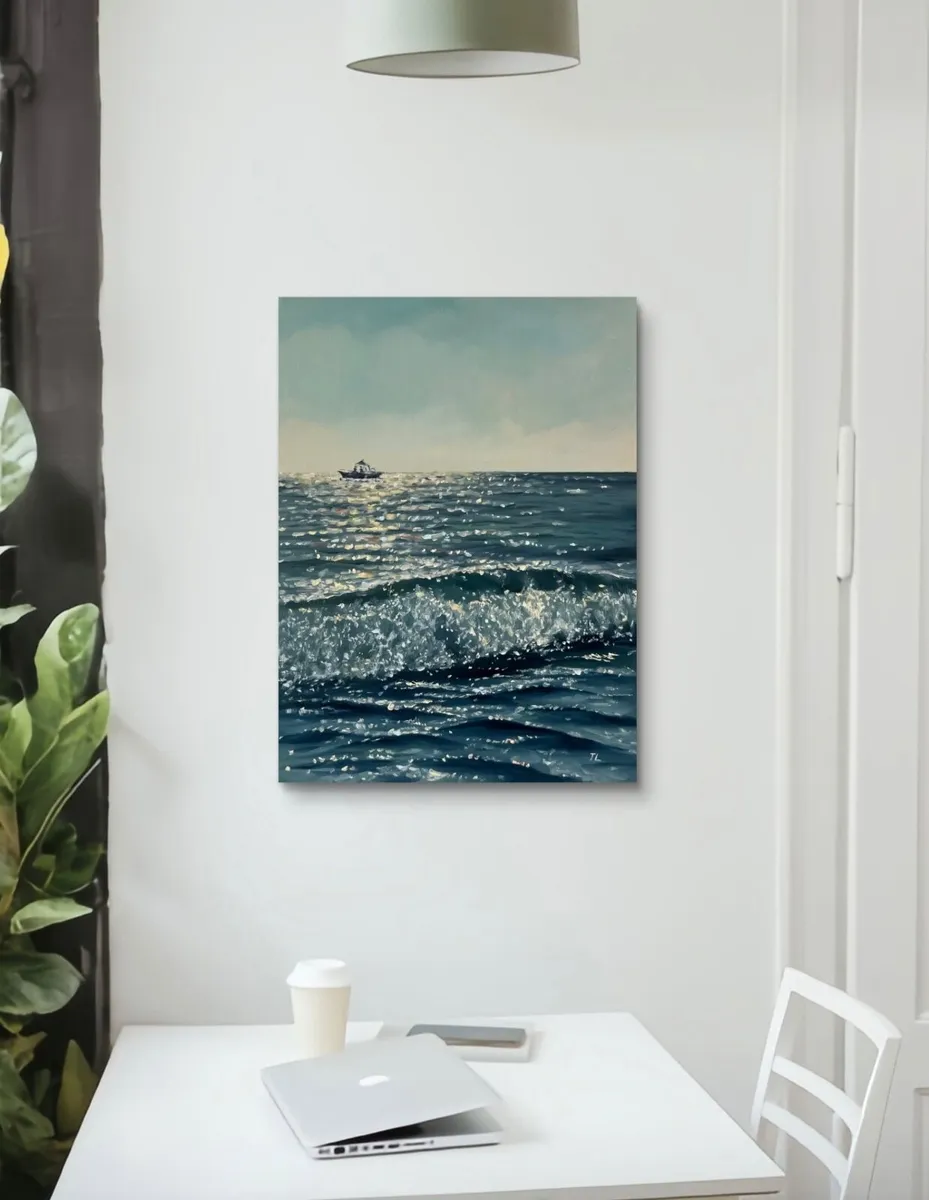 ORIGINAL OIL PAINTING on Canvas SEASCAPE Wall Art - Image 2