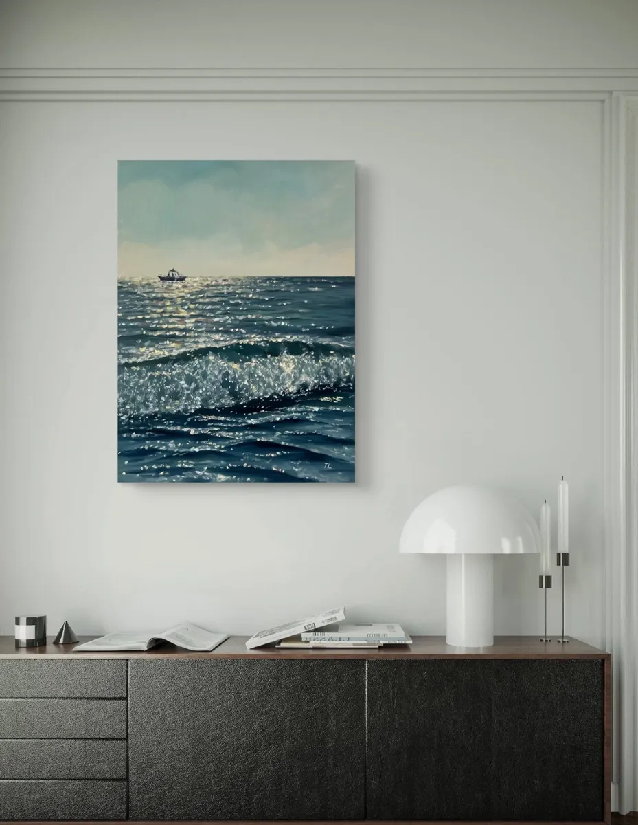 ORIGINAL OIL PAINTING on Canvas SEASCAPE Wall Art - Image 4