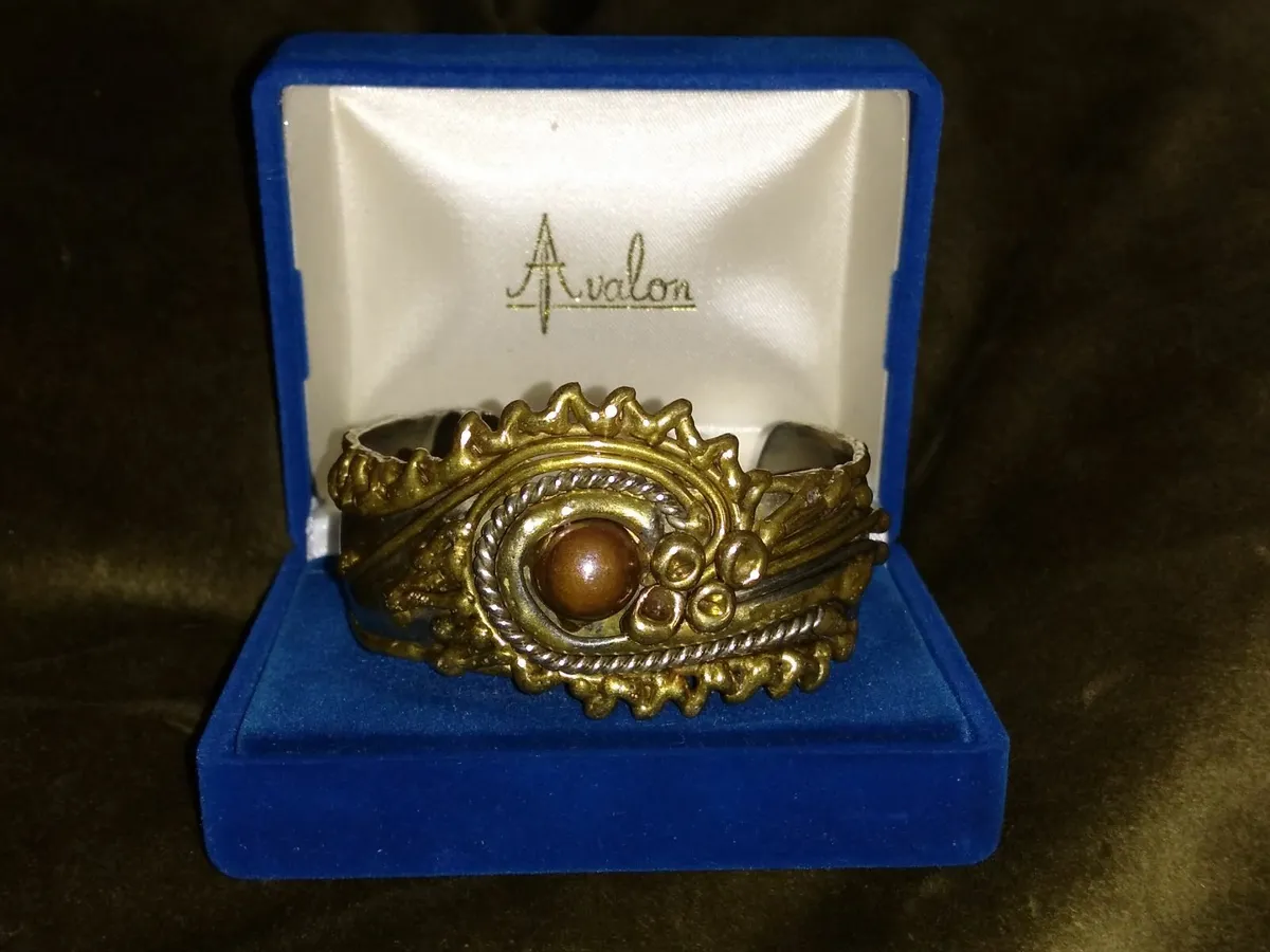 Vintage Sterling Silver, Brass, Copper Cuff Bangle - Image 1