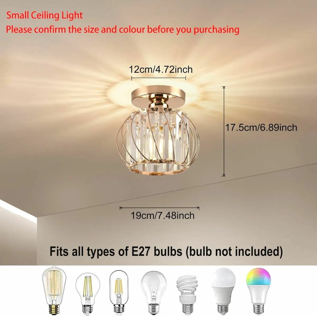 Chandelier Crystals Ceiling Lighting Gold - Image 2