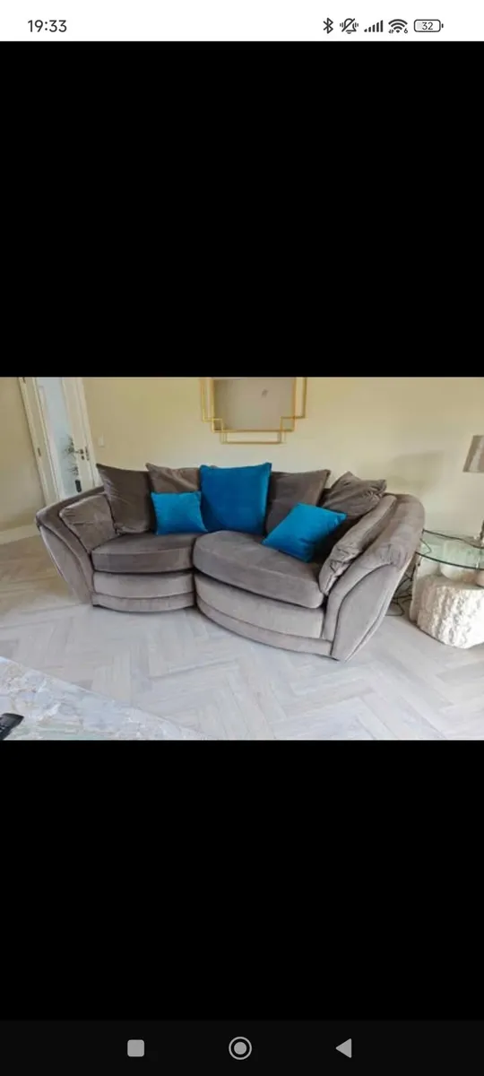 Brown Sofa and Teal Armchair - Image 3