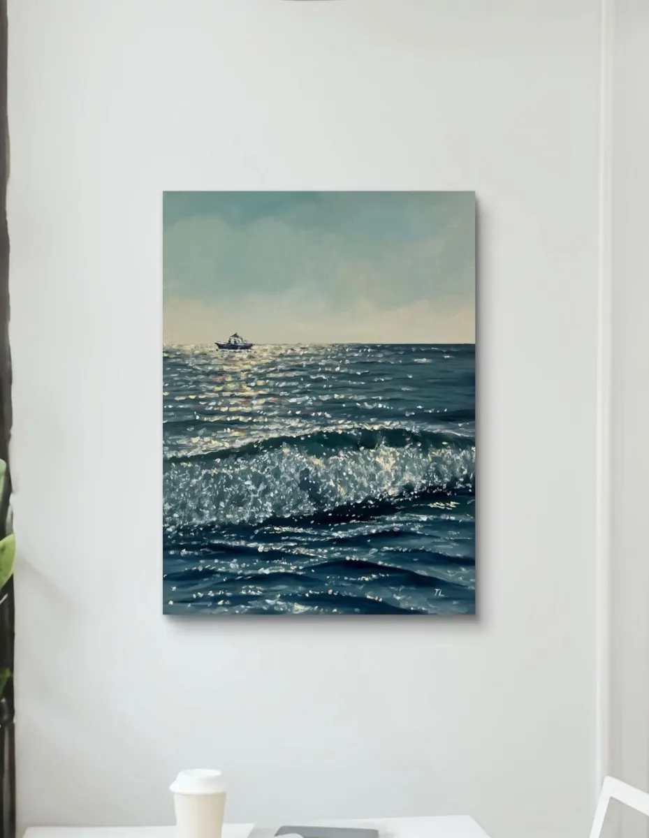 ORIGINAL OIL PAINTING on Canvas SEASCAPE Wall Art - Image 1