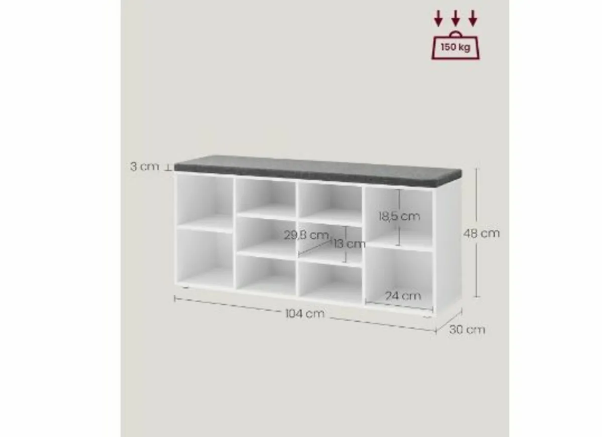 Shoe Bench, Shoe Rack with Seat - Image 3