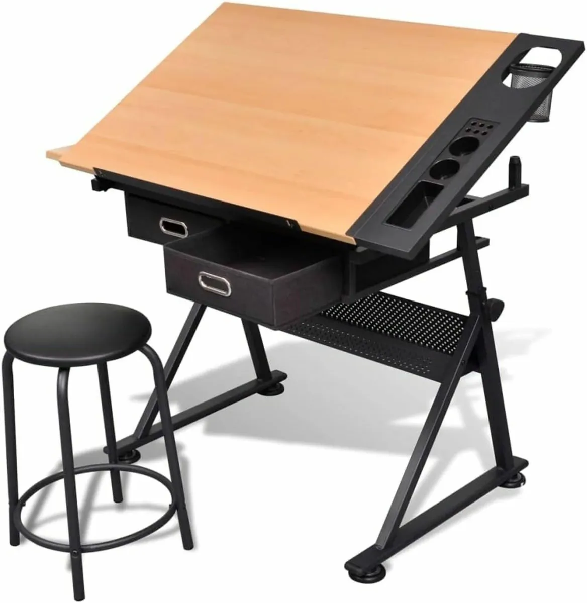 Tiltable Tabletop Drawing Table with Stool Home Of - Image 1