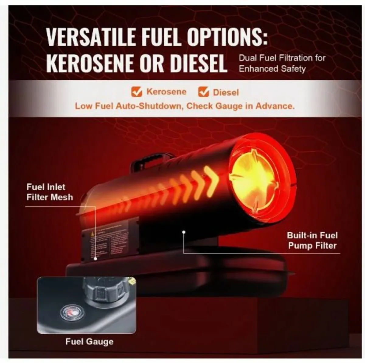 Kerosene/Diesel Forced Air Heater, 70000Btu - Image 3