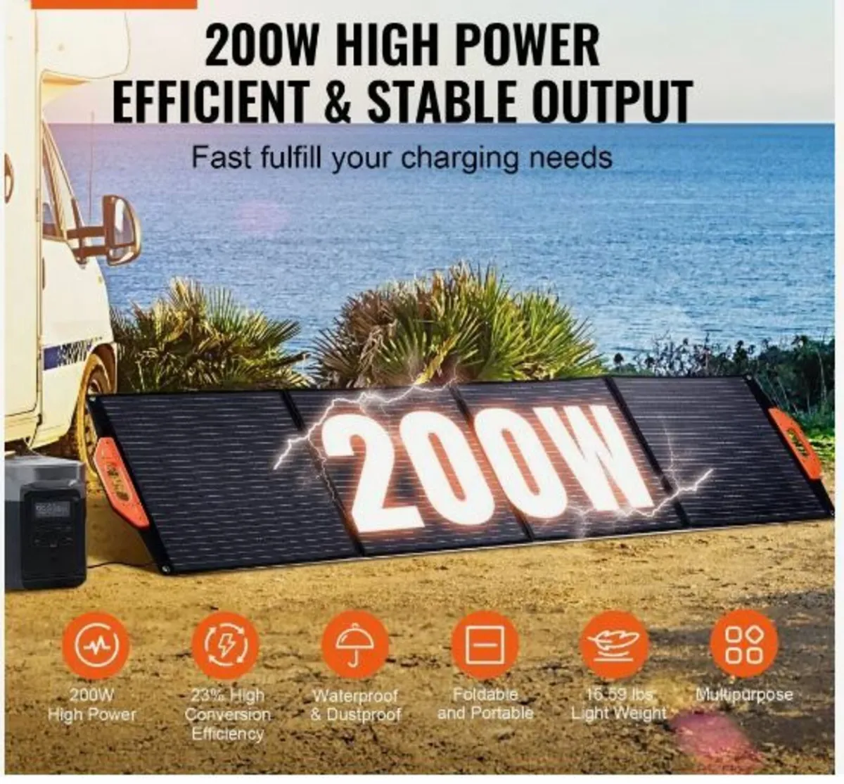 Portable Monocrystalline Solar Panel, 200W - Image 2