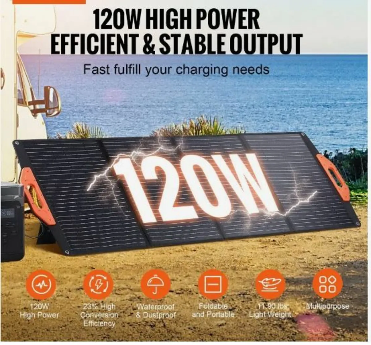 Portable Monocrystalline Solar Panel, 120W - Image 3