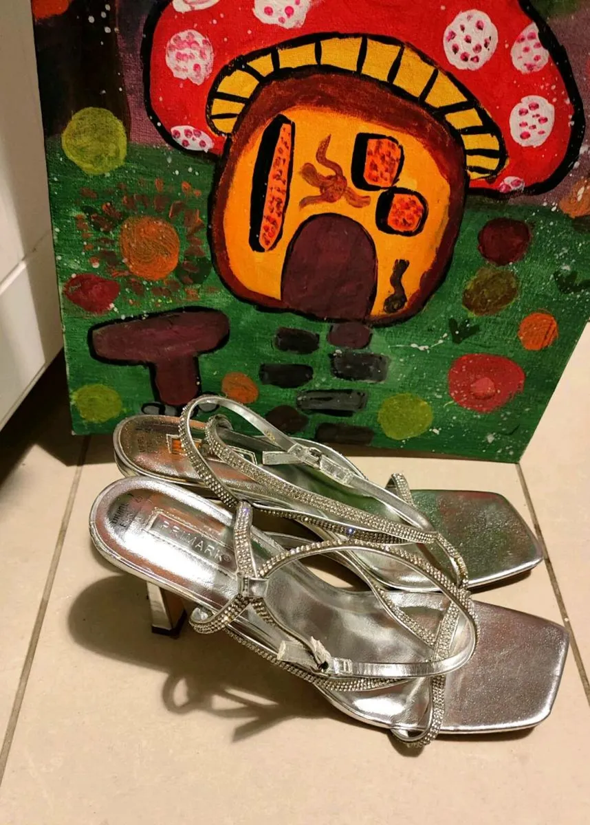 Silver Rhinestone Heeled Sandals – Size EU 40 ✨ - Image 3
