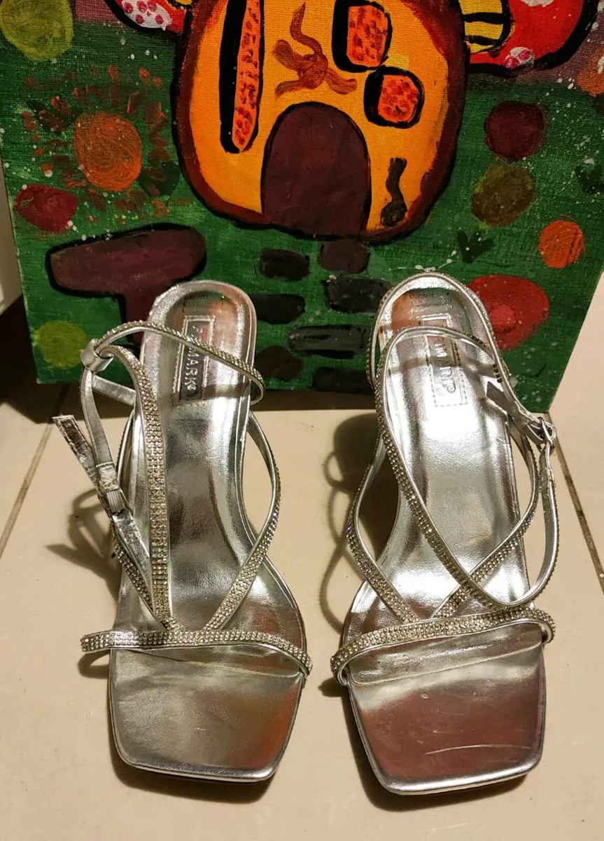 Silver Rhinestone Heeled Sandals – Size EU 40 ✨ - Image 4