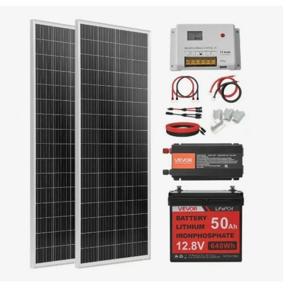 200W 12V Complete Solar Power Kit - Image 1
