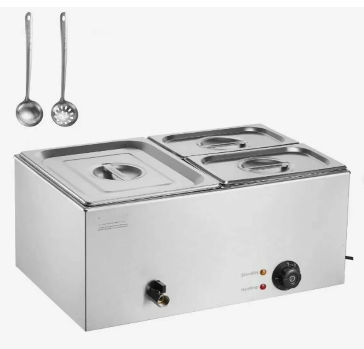 Commercial Food Warmer, 3-Pan Electric Steam - Image 3