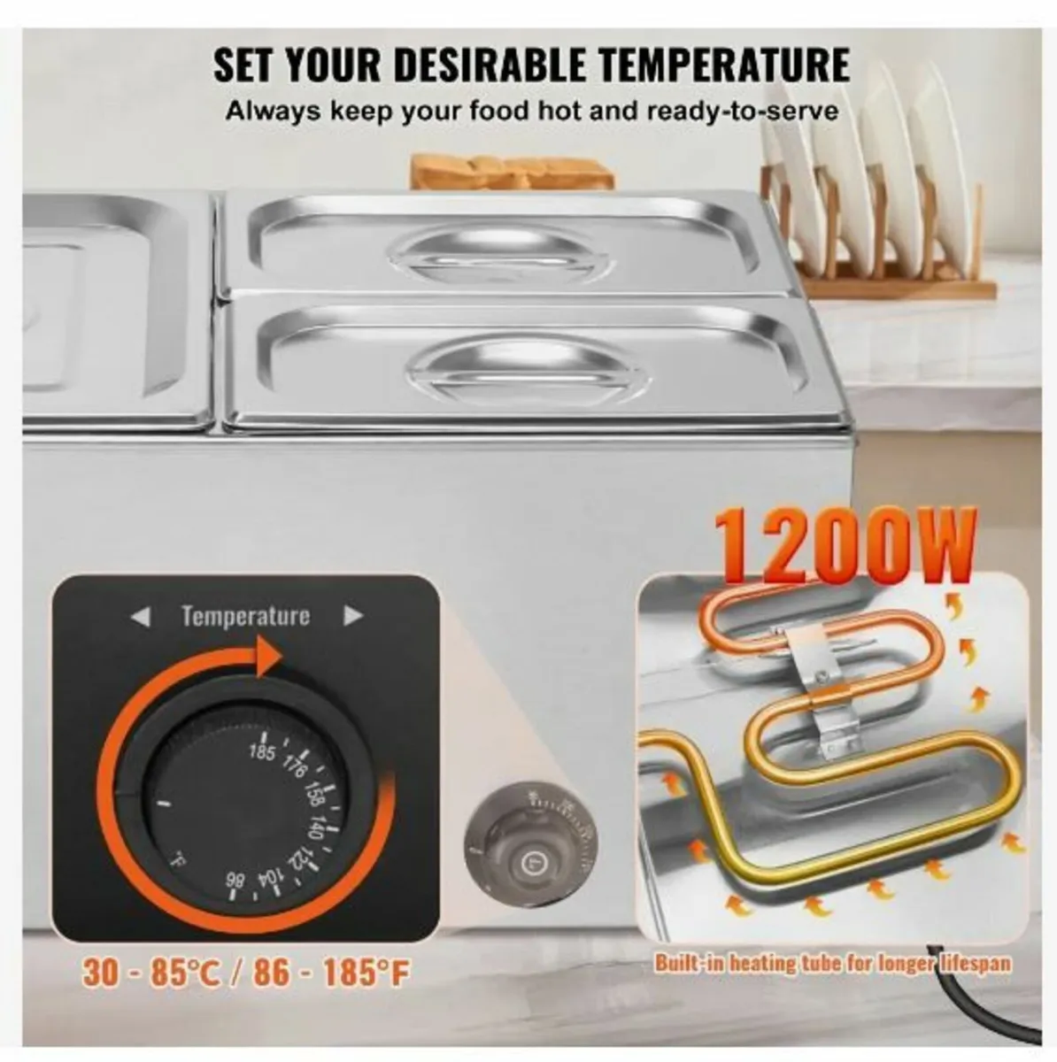 Commercial Food Warmer, 3-Pan Electric Steam - Image 4