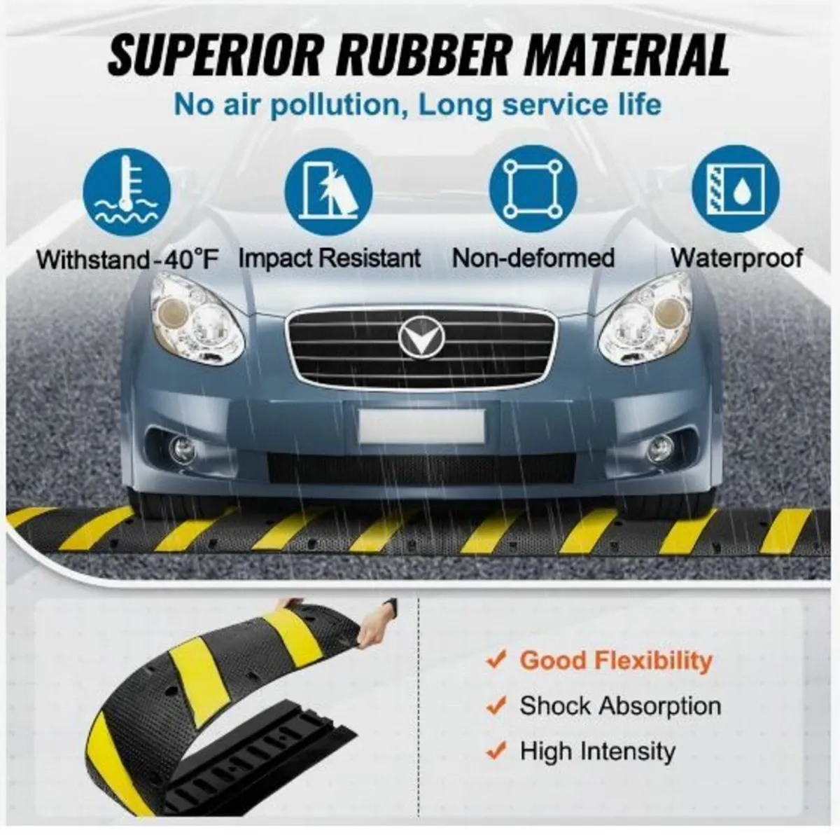 2PCs Rubber Speed Hump 183 x 30 x 4.5 cm - Image 4