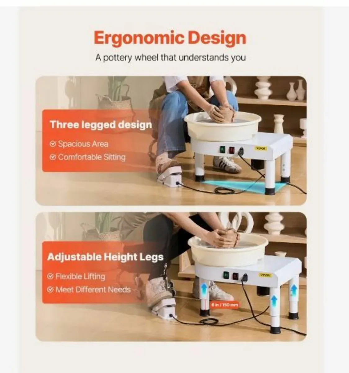 Pottery Wheel, 35 cm Ceramic Wheel Forming Machine - Image 4