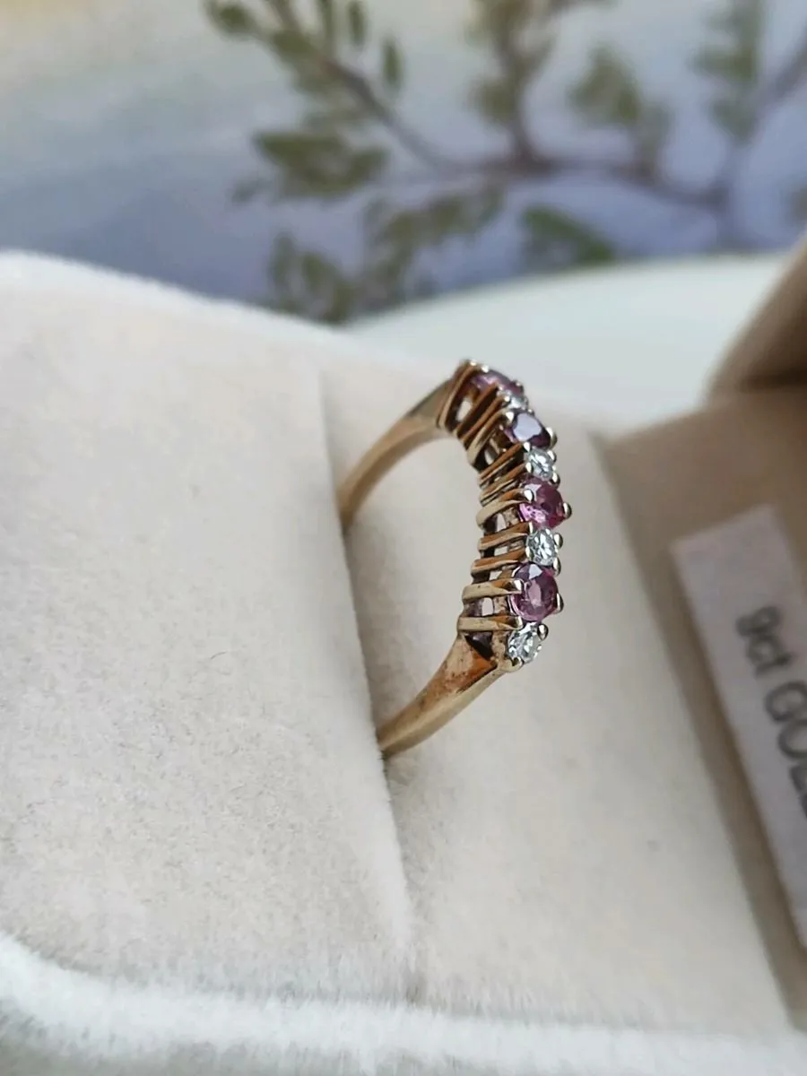 Vintage 9 CT Gold Diamonds Ruby ring - Image 2