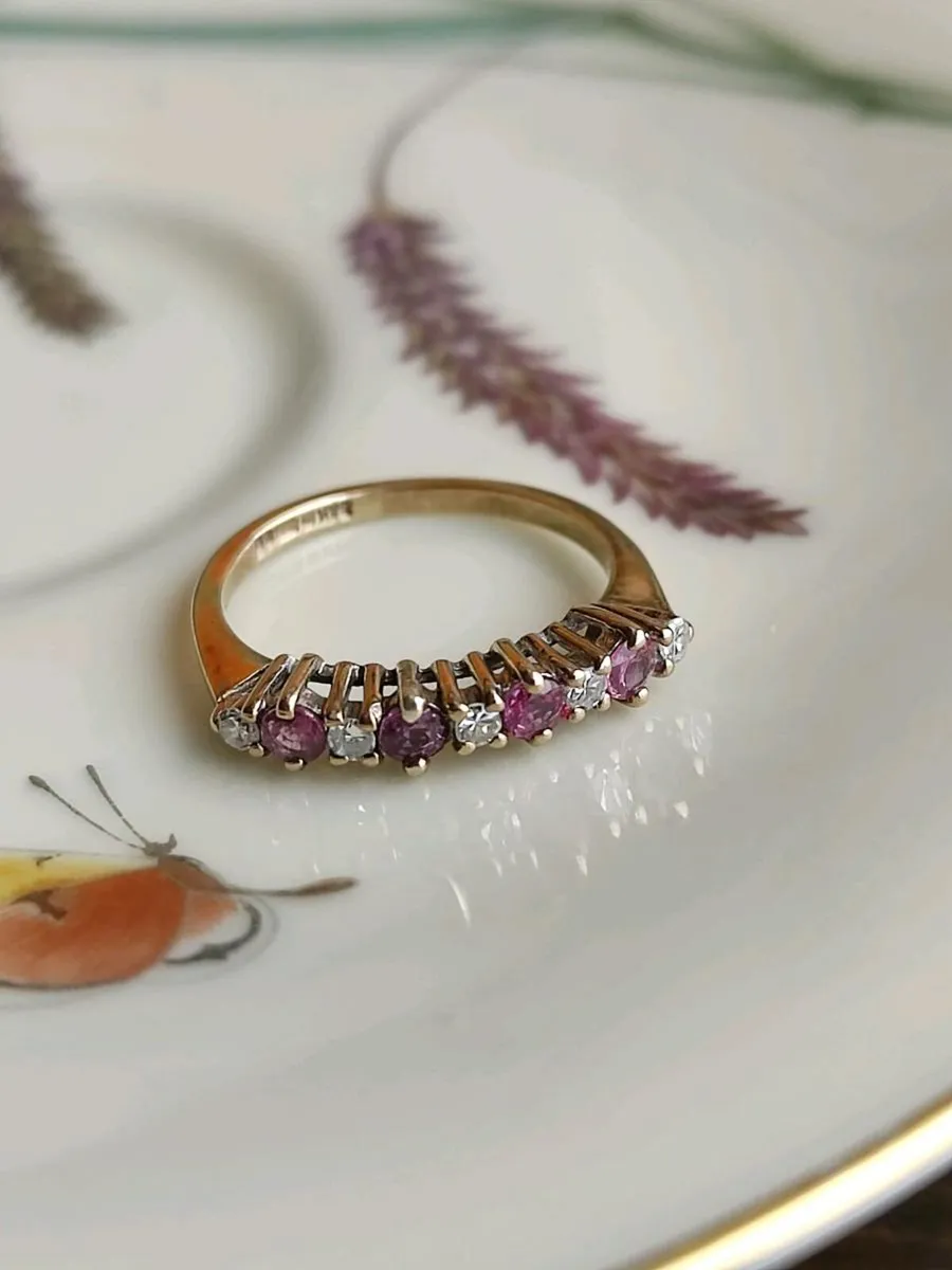 Vintage 9 CT Gold Diamonds Ruby ring - Image 4