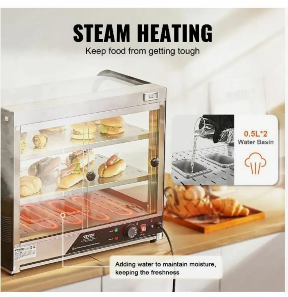 2-Tier Commercial Food Warmer Display, 850W - Image 4