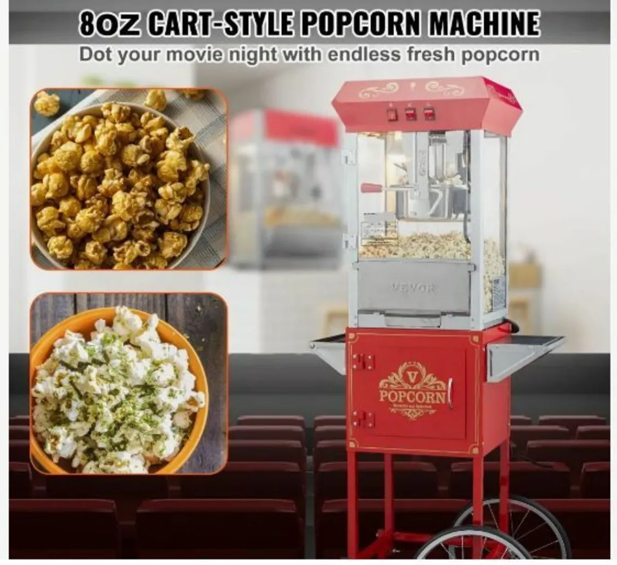 Popcorn Maker with Cart, 850W - Image 2