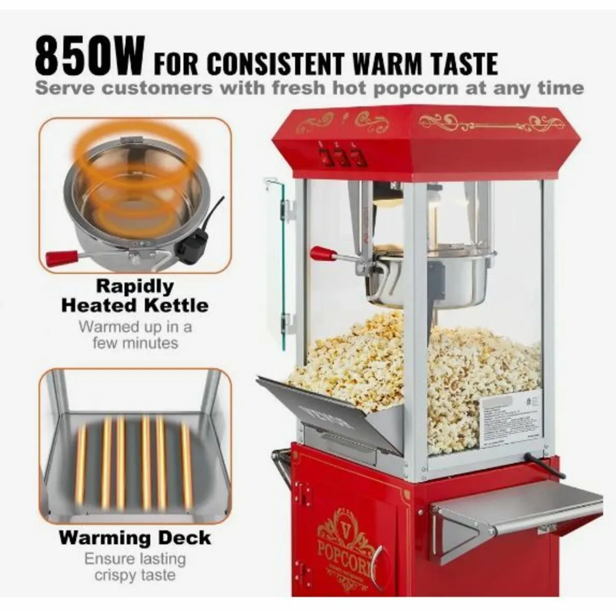 Popcorn Maker with Cart, 850W - Image 4