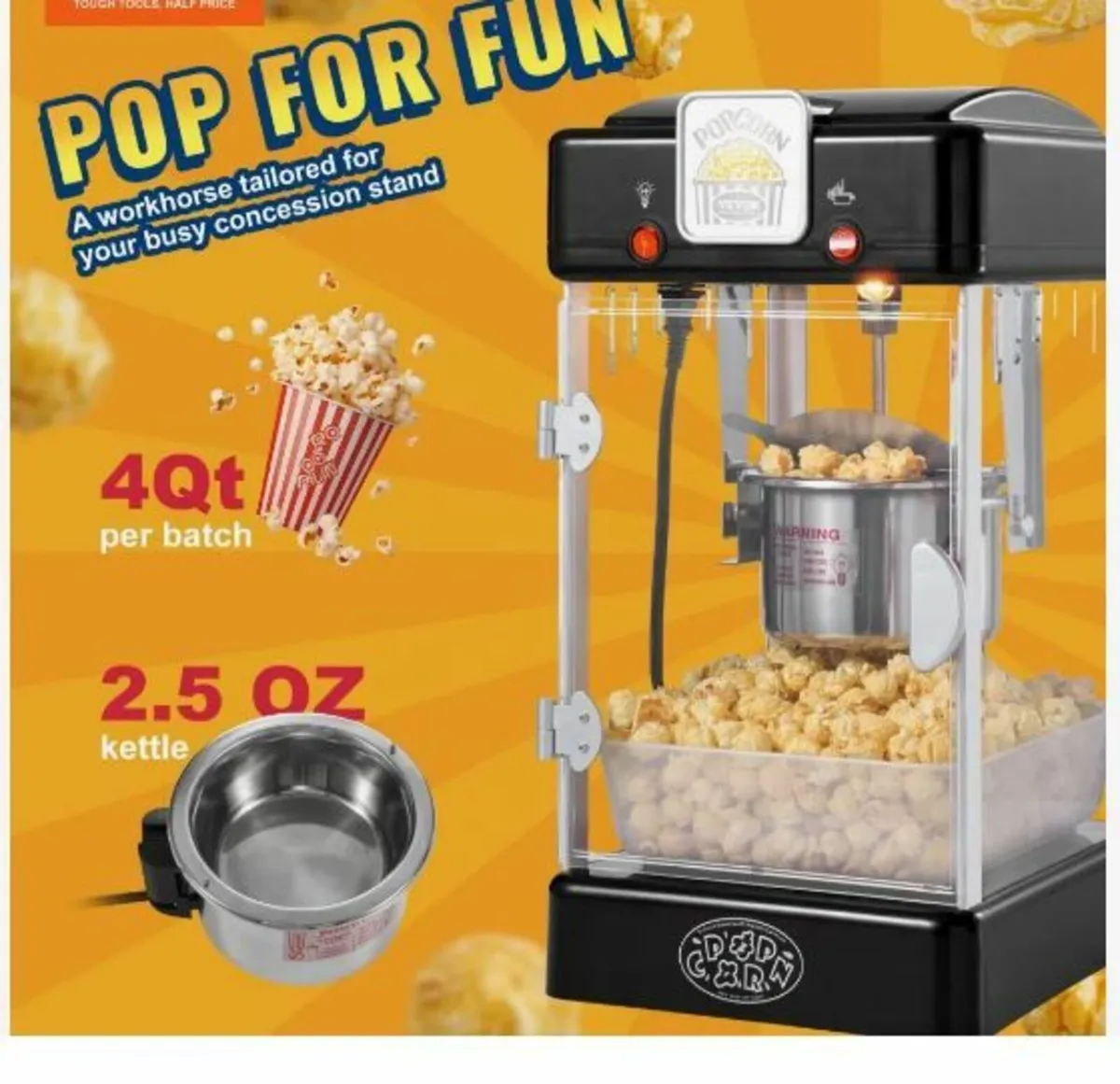 Popcorn Maker, 300W Popcorn Popper Machine - Image 3