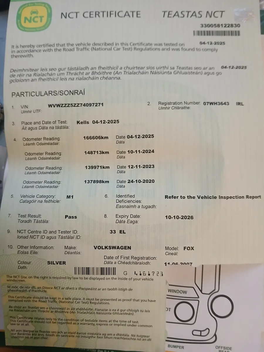 Volkswagen Fox 2007 new NCT October2026 - Image 4