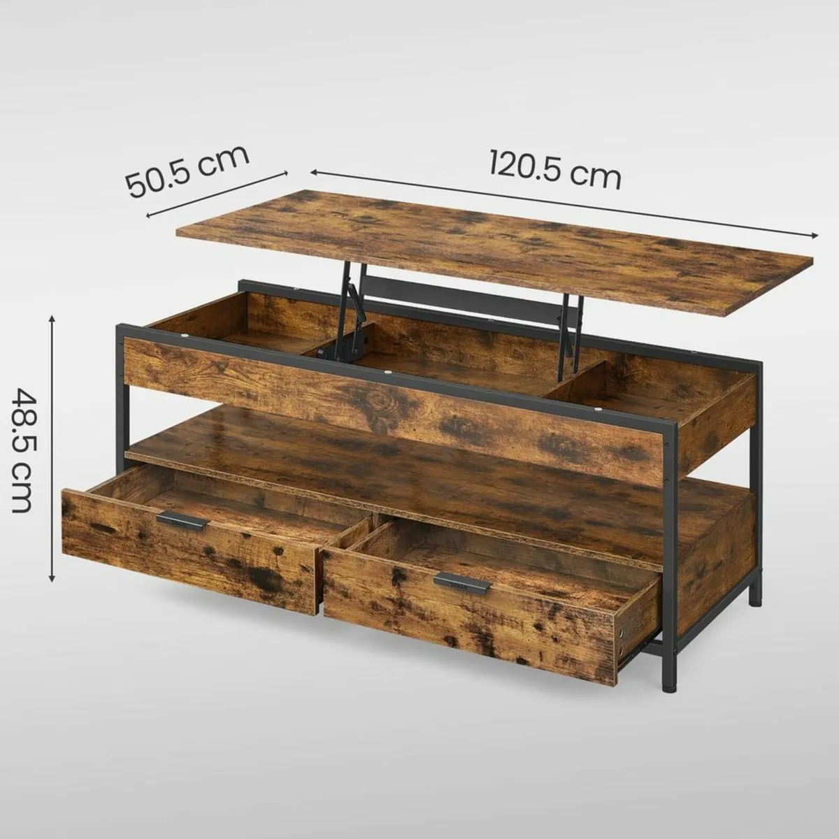 Height-Adjustable Lift-Top Coffee Table XL 120cm - Image 2