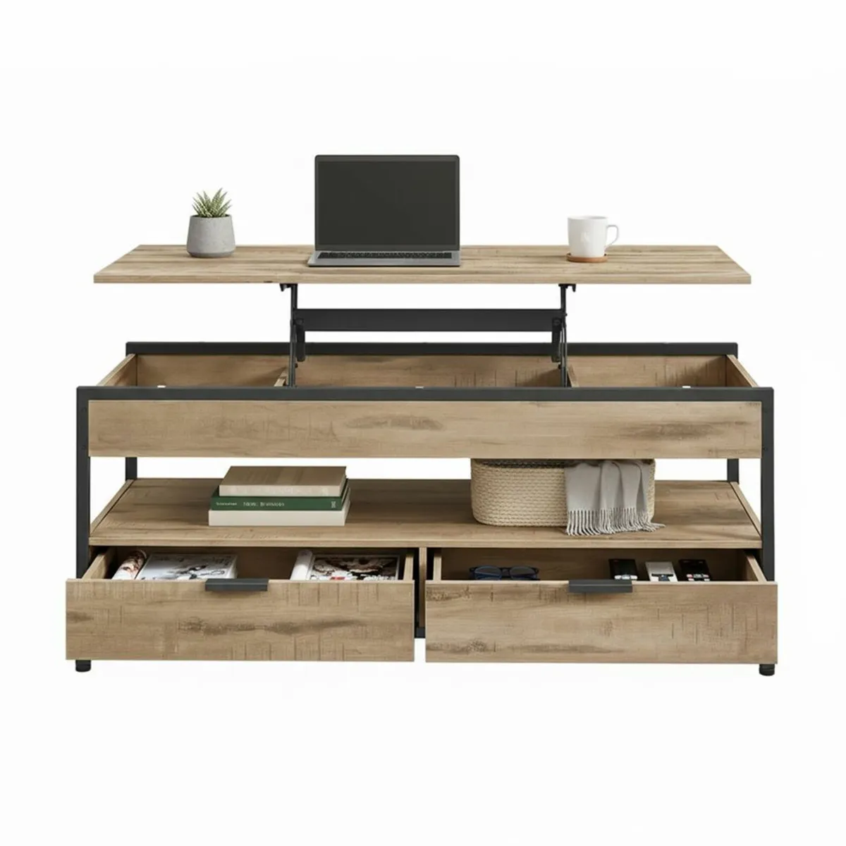 Height-Adjustable Lift-Top Coffee Table XL 120cm - Image 3